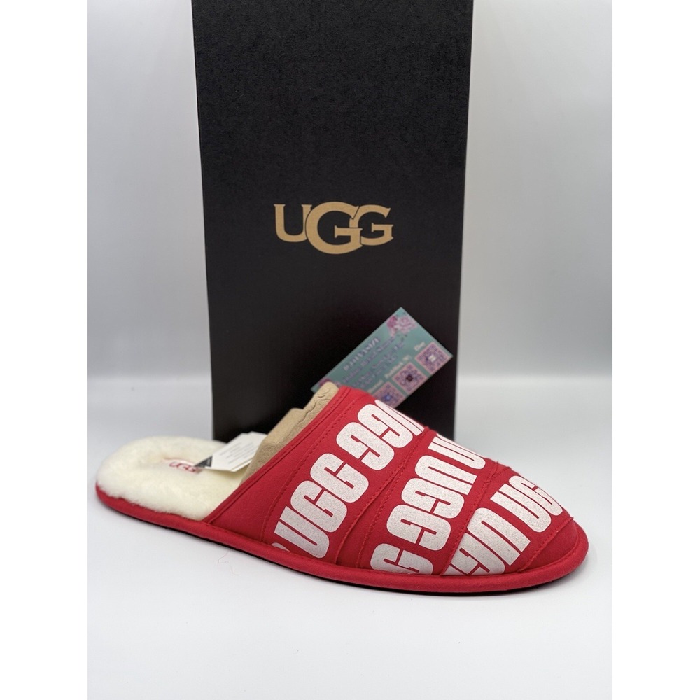 UGG Scuff Graphic Band Sheepskin Slippers Men Sz 12 NIB